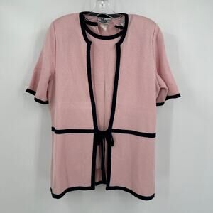 Mita Womens Vintage Sweater Set‎ Size M Preppy Parisian Cottagecore Pink Black